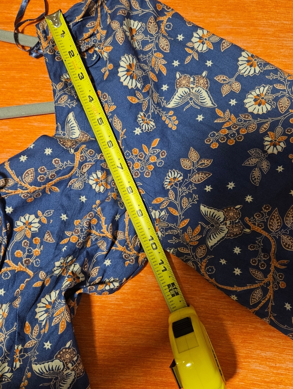 Boho Floral Ruffle Women’s Top - Blue & Orange-Size Medium-NWOT - Picture 6 of 12